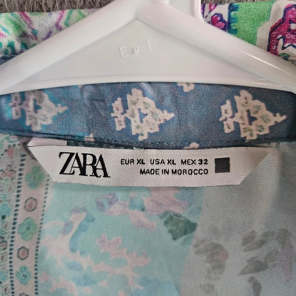 Zara Womens XL Patchwork Paisley Floral Print Button Down Shirt Multi Color - Picture 4 of 9